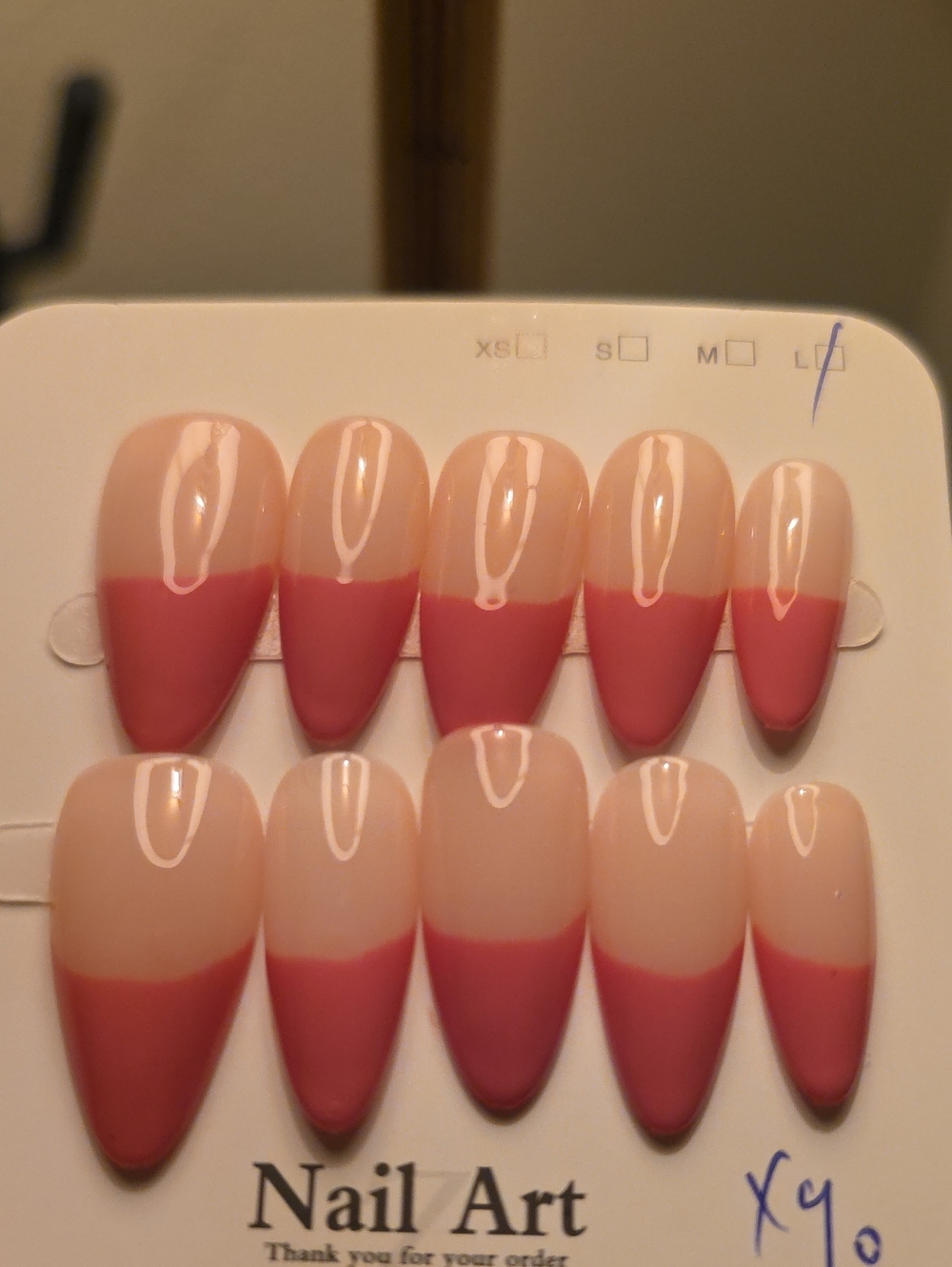 Nude and Rose Pink French Tip Press-On Nails - Size Large